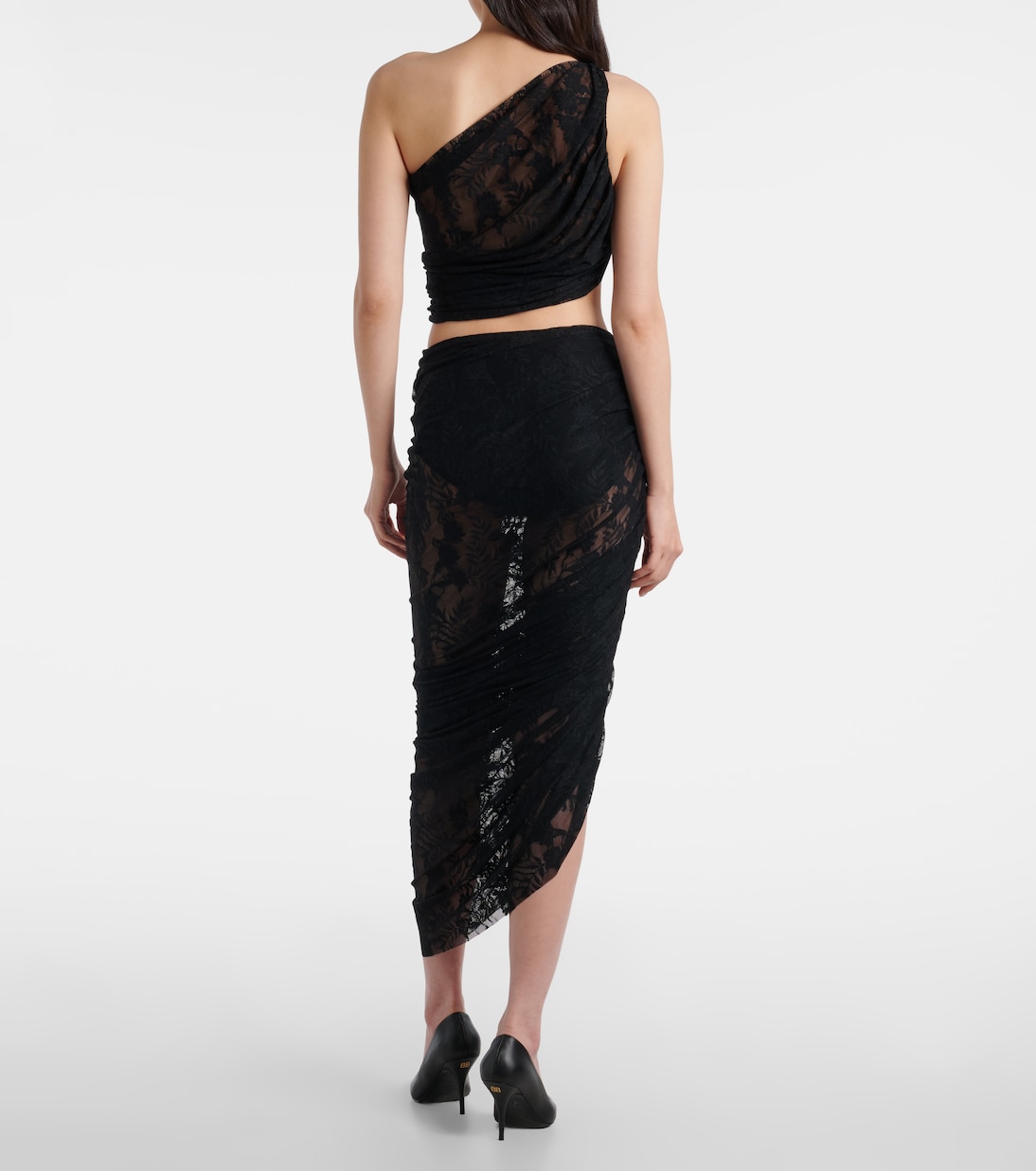 Diana asymmetric lace draped top | Norma Kamali