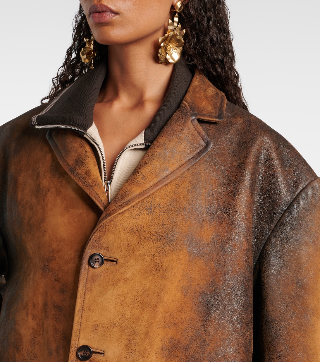 Oversize-Jacke aus Veloursleder | Miu Miu