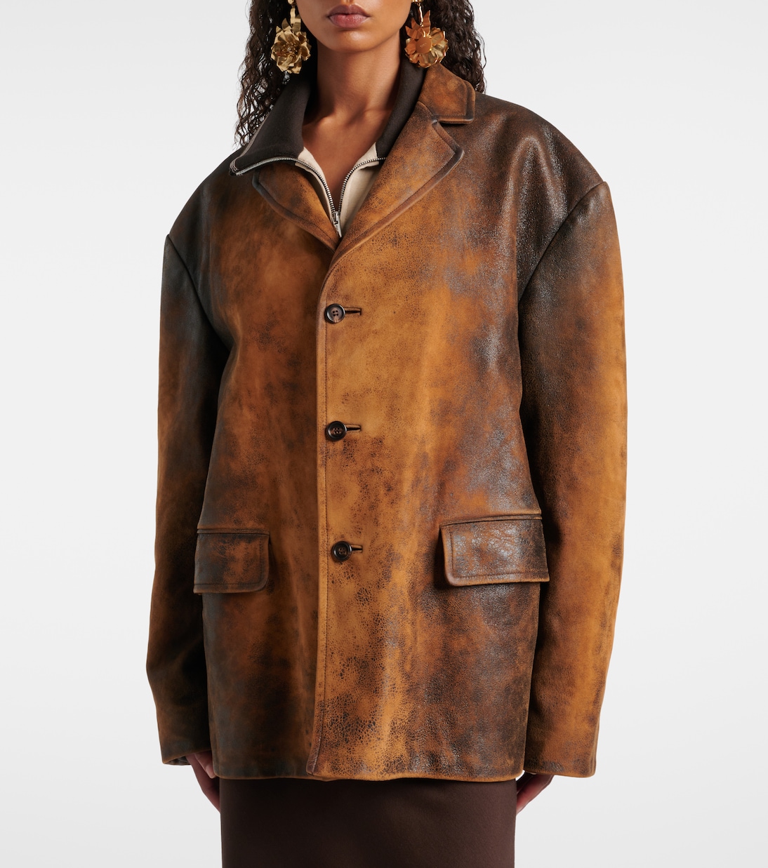 Oversize-Jacke aus Veloursleder | Miu Miu