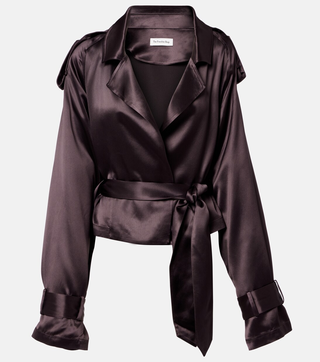 Simona cropped satin trench coat | The Frankie Shop