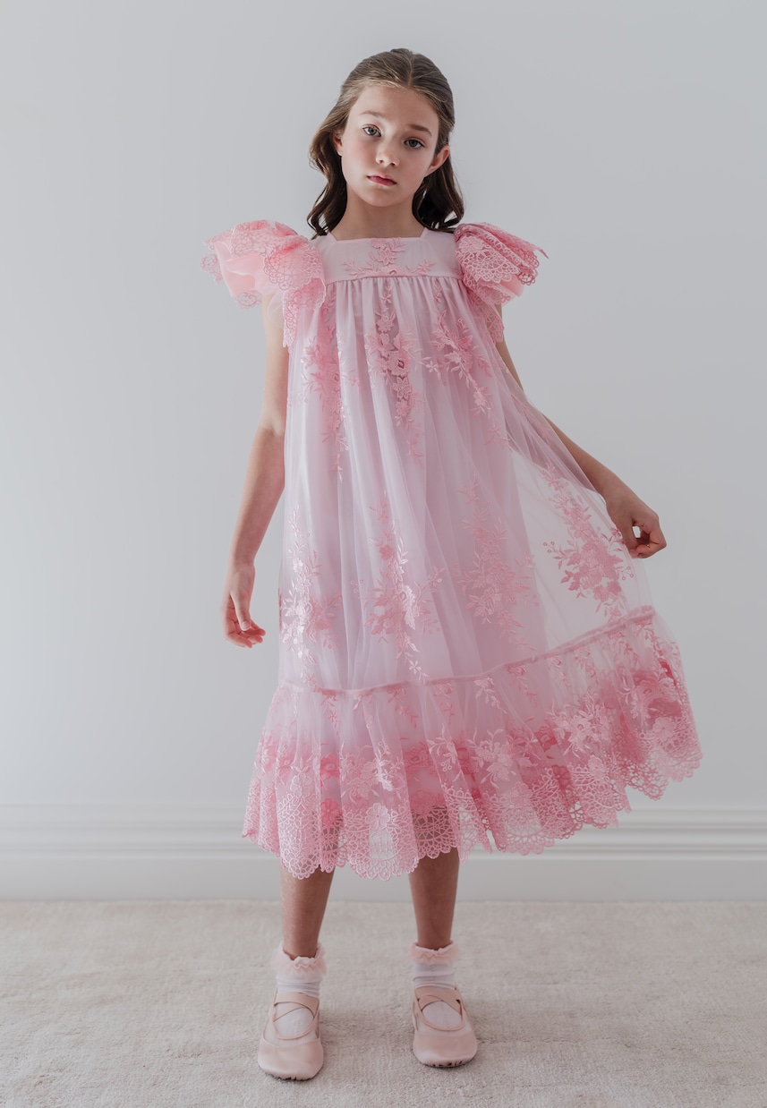 Floral lace-trimmed tulle dress | Petite Amalie  
