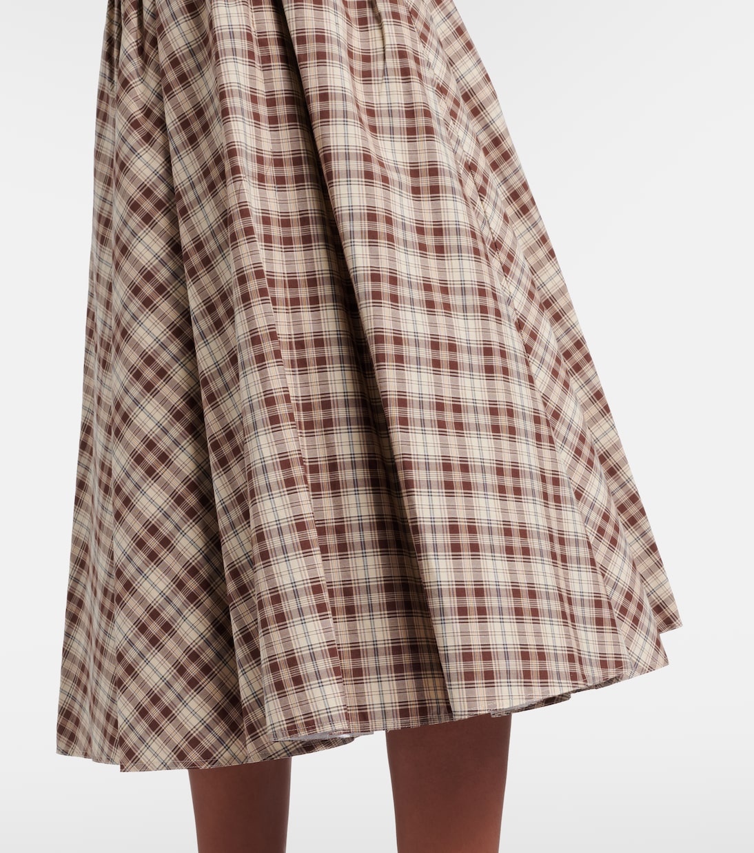 Checked cotton poplin midi dress | Prada