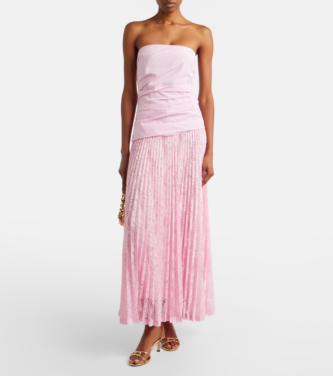 Annalise plissé lace maxi dress | Simkhai