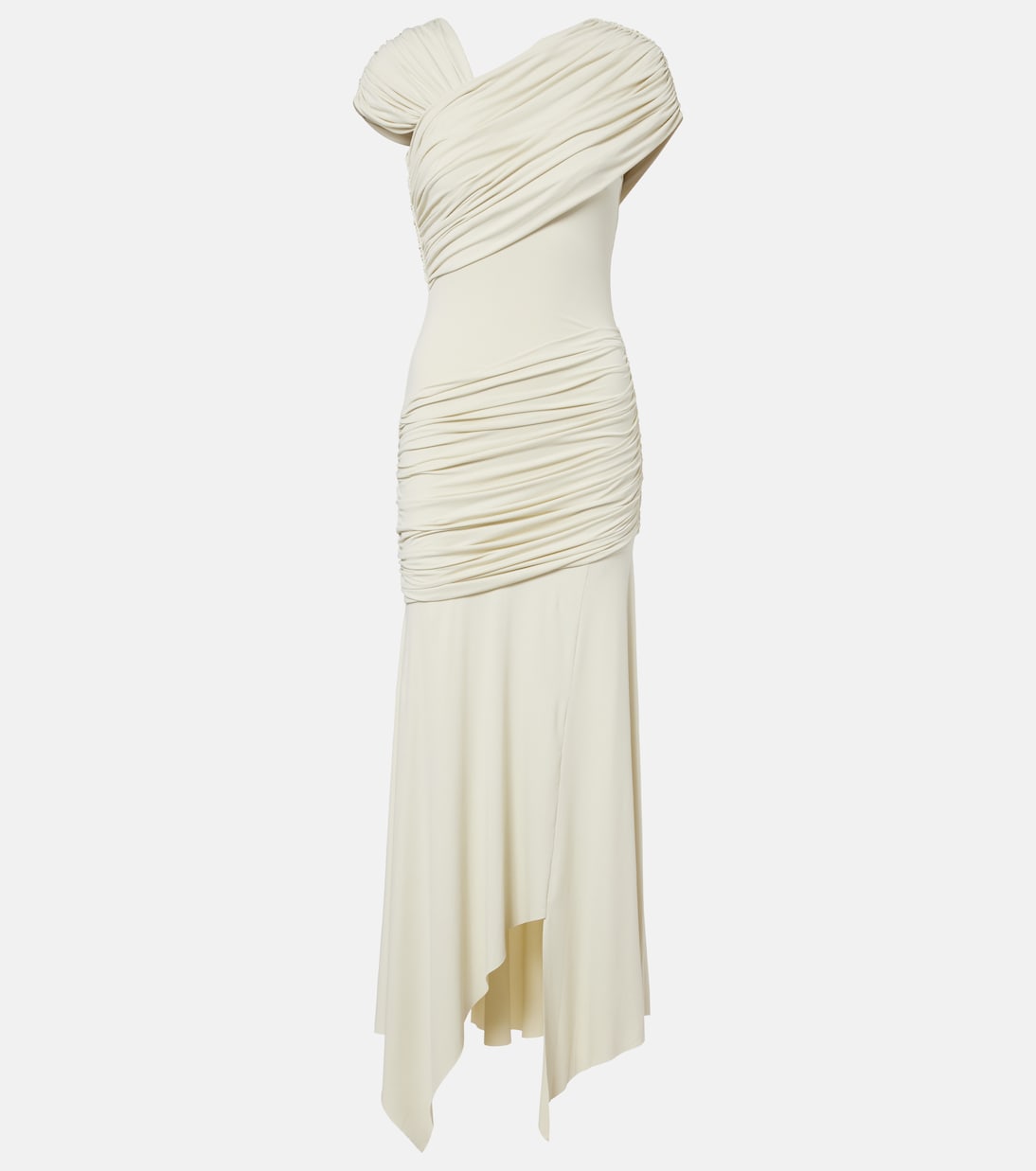 Hela draped asymmetric jersey midi dress | De La Vali