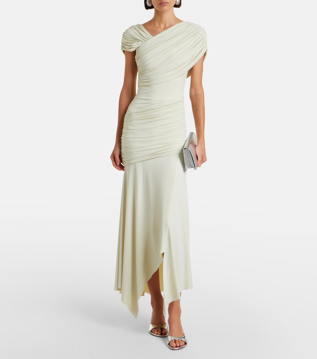 Hela draped asymmetric jersey midi dress | De La Vali