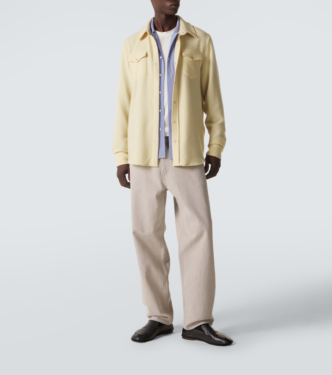 Daffodil Solid cashmere shirt with moonstone | God's True Cashmere