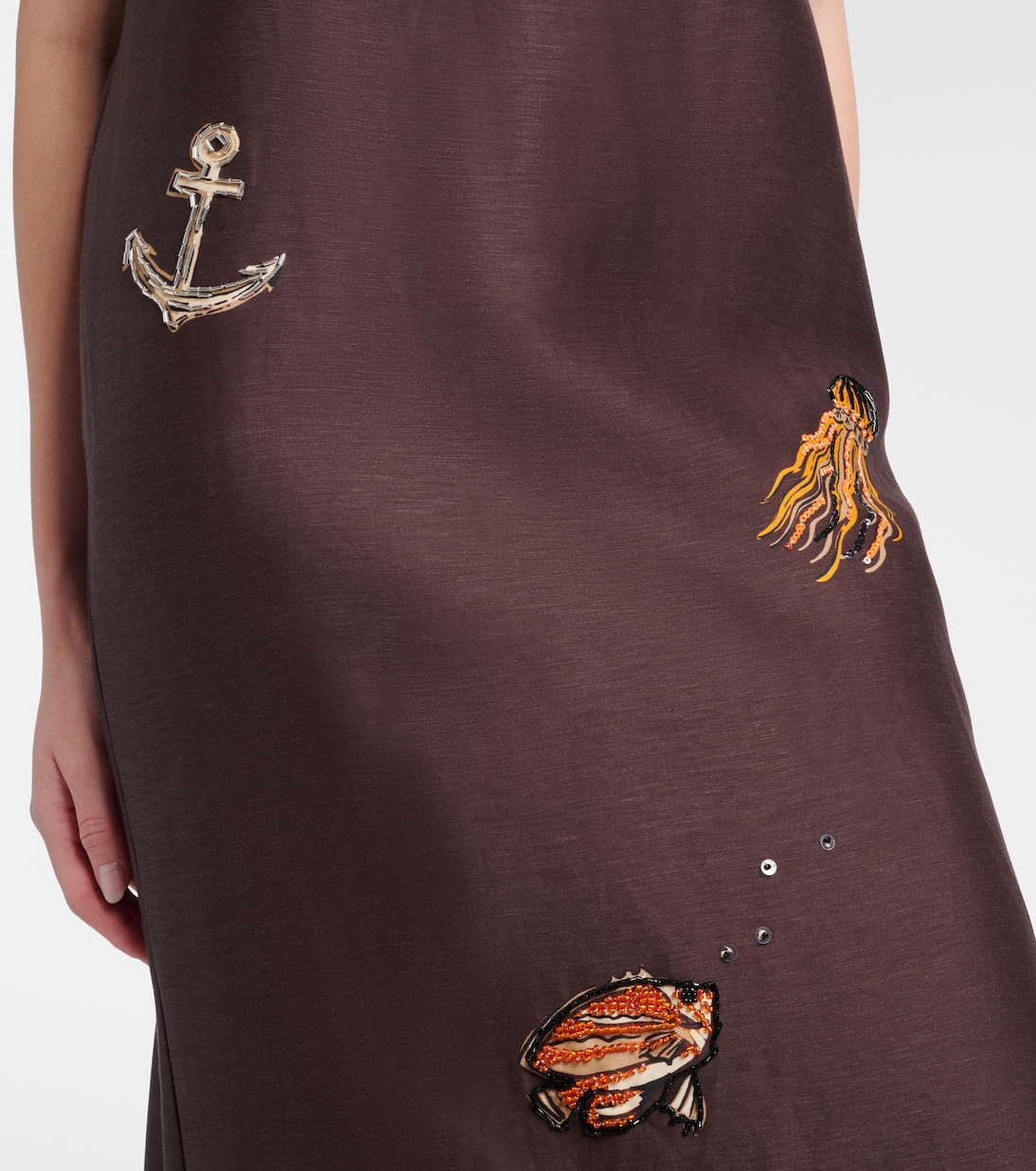 Verziertes Maxikleid aus einem Leinengemisch | Alémais