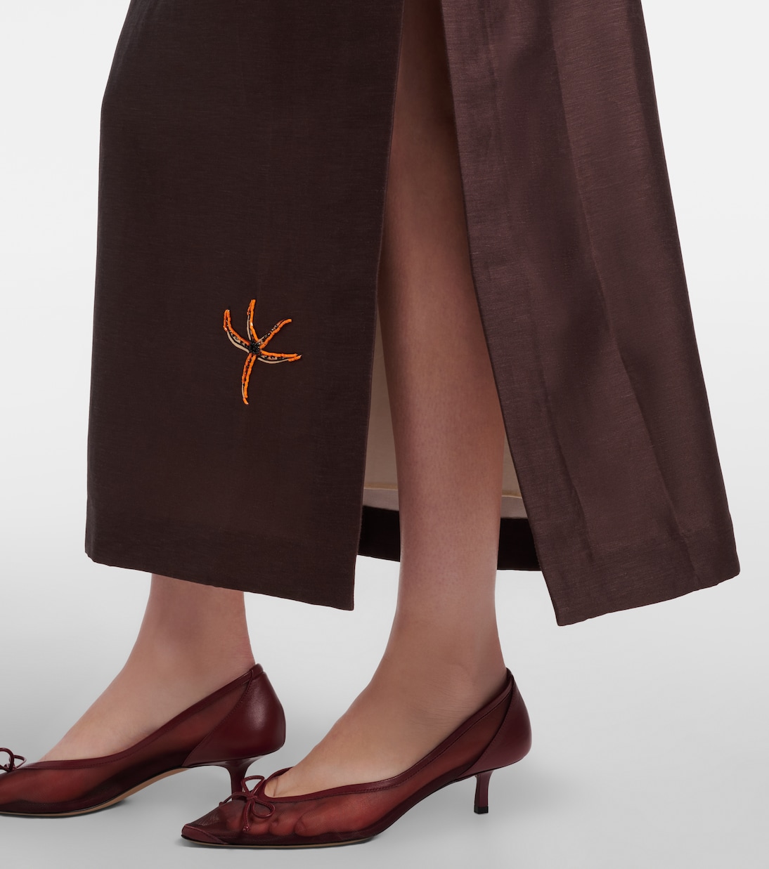 Verziertes Maxikleid aus einem Leinengemisch | Alémais