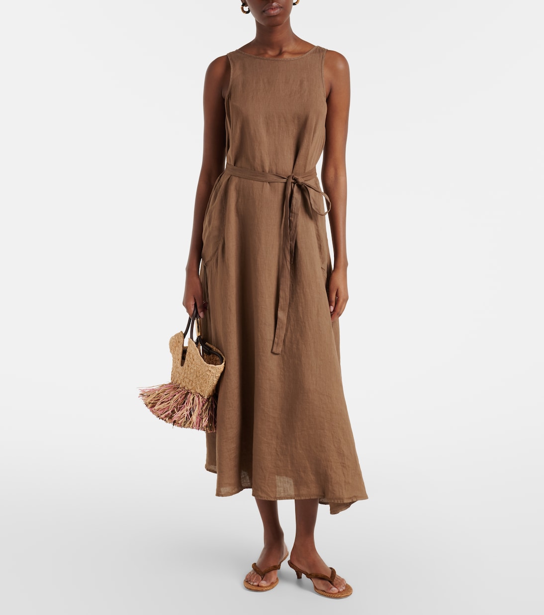 Reta linen midi dress | Velvet