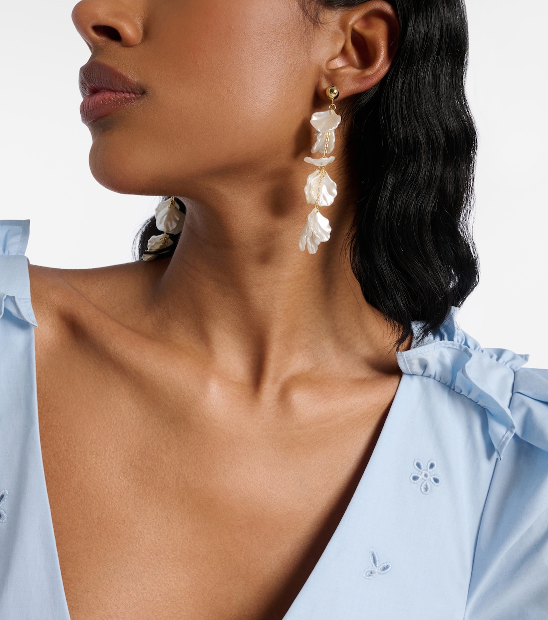 Tiered faux pearl-embellished earrings | Self-Portrait