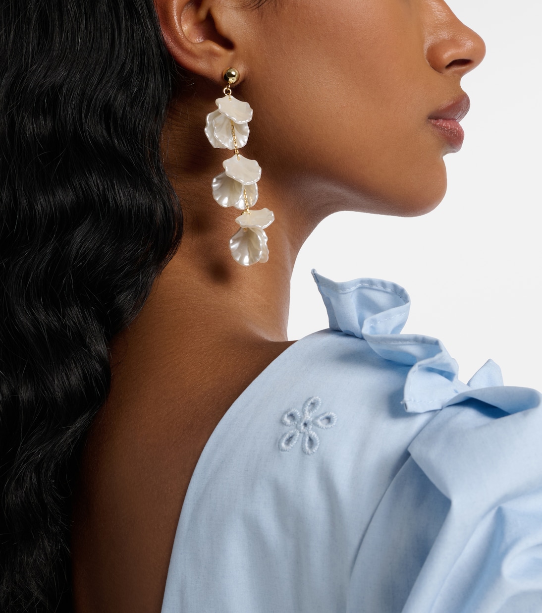 Tiered faux pearl-embellished earrings | Self-Portrait