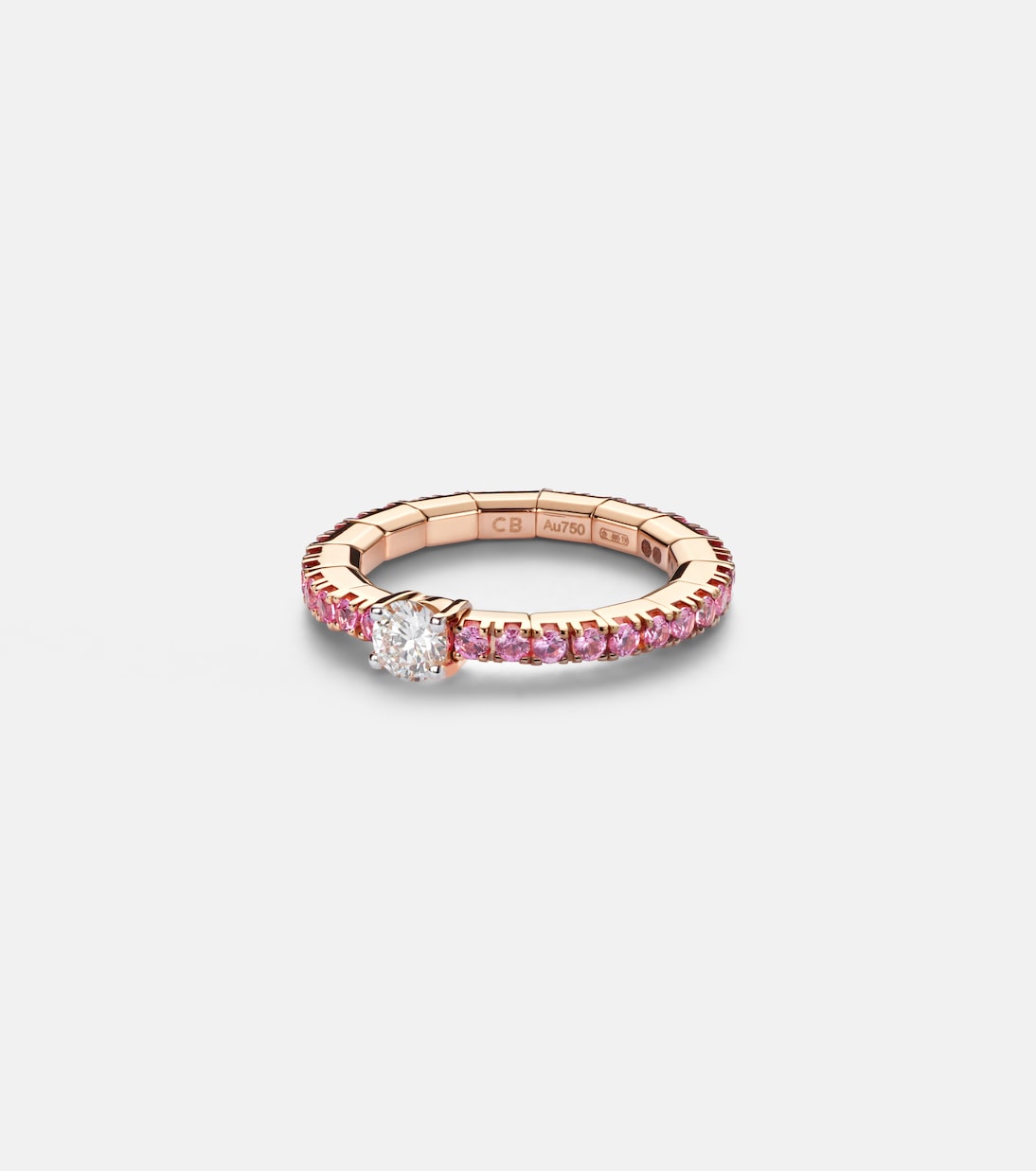 Stretchy 18kt rose gold ring with diamond and sapphires | Bucherer Fine Jewellery