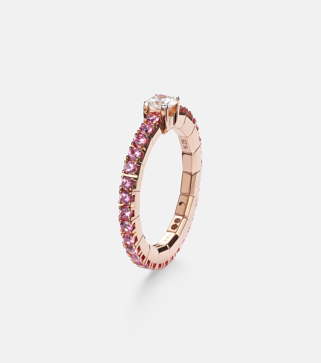 Stretchy 18kt rose gold ring with diamond and sapphires | Bucherer Fine Jewellery