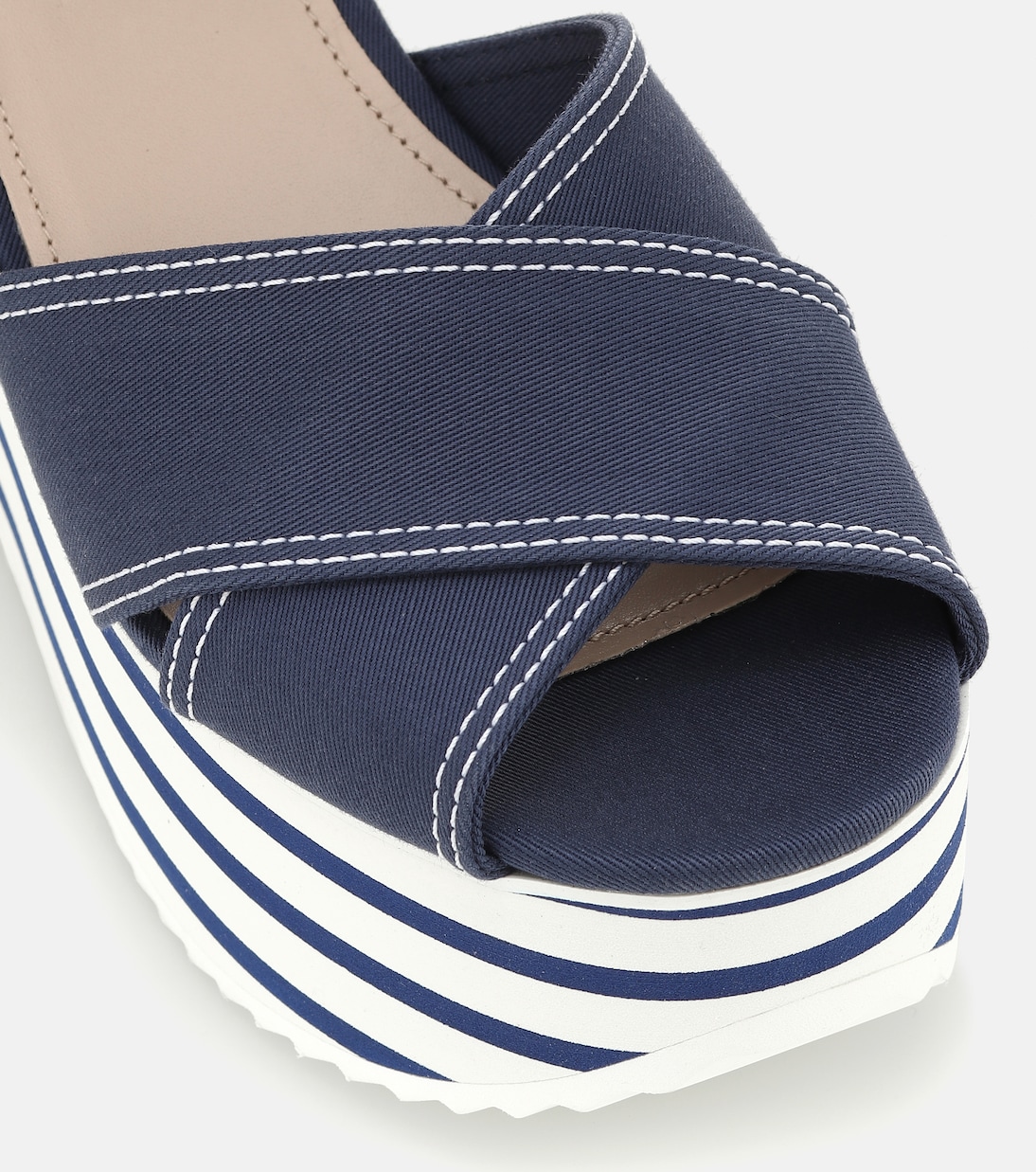 Sandales compensées rayées en coton | Miu Miu