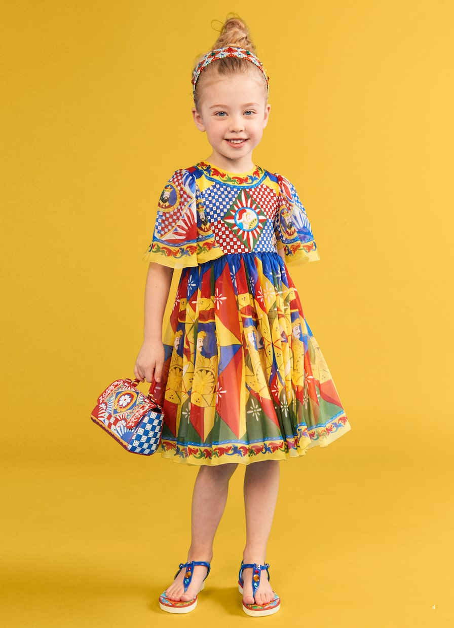 Robe longue Alexa imprimée en soie | Dolce&Gabbana Kids