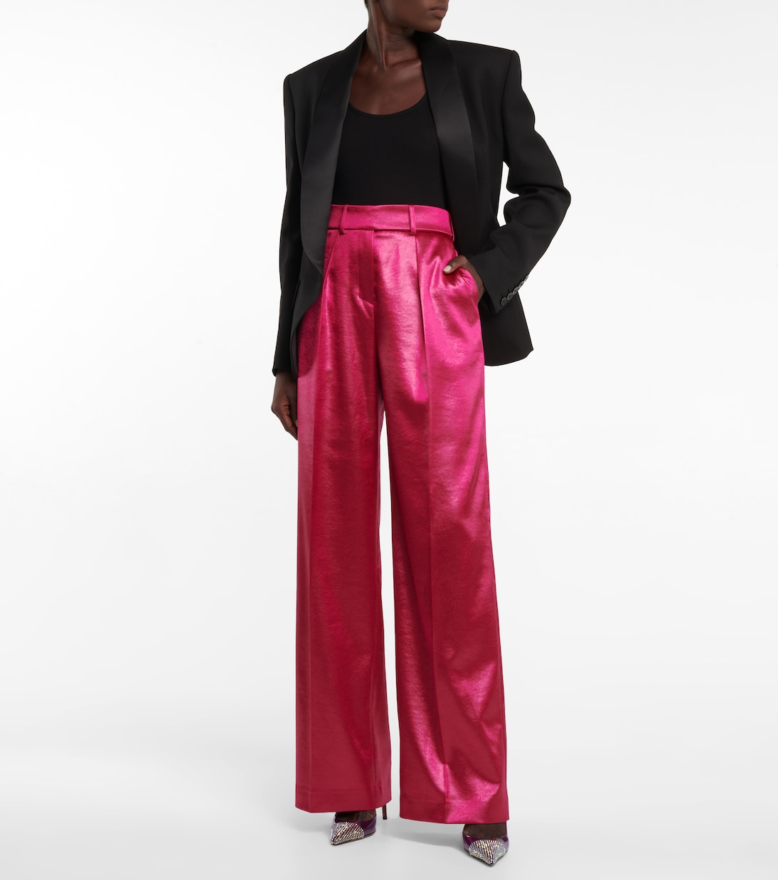 High-Rise-Hose aus Satin | Alexandre Vauthier