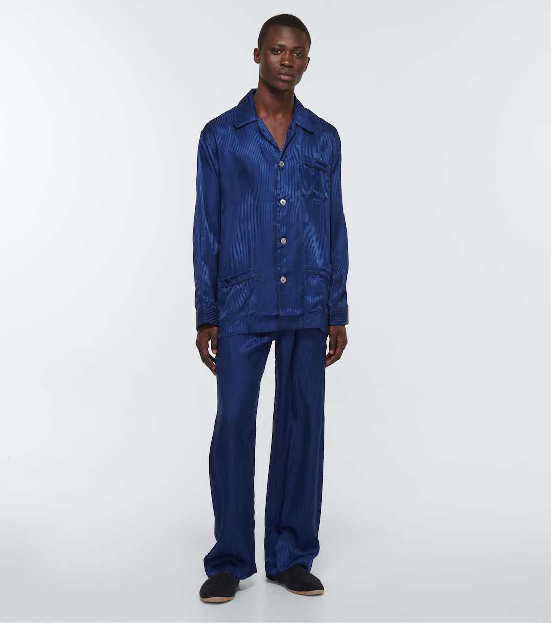 Pijama Woburn de rayas de seda | Derek Rose