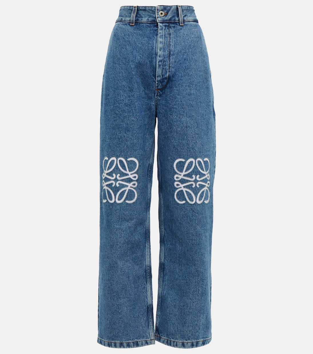 Jeans anchos con anagrama de tiro alto | Loewe