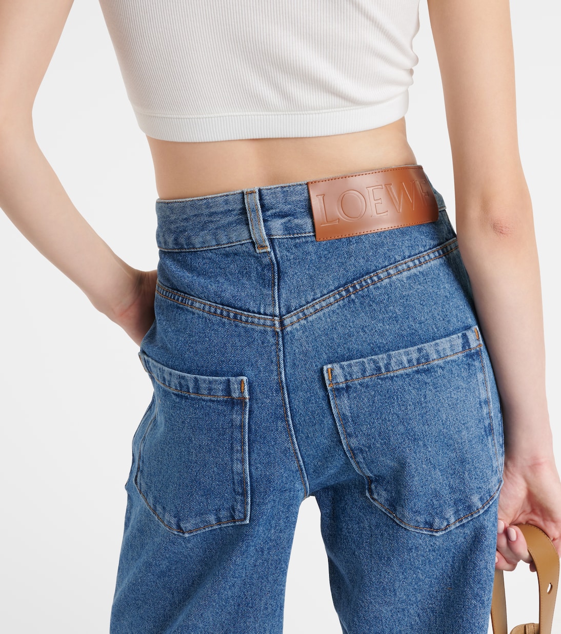 Jeans anchos con anagrama de tiro alto | Loewe