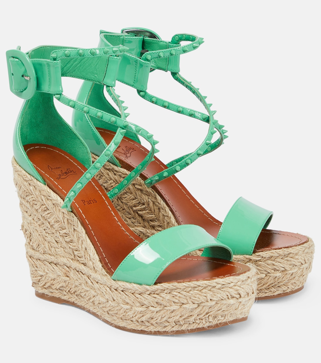 صندل ويدج من الجلد مع تزيين Chocazeppa 120 | Christian Louboutin