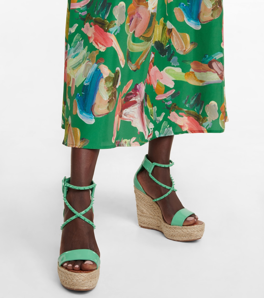 صندل ويدج من الجلد مع تزيين Chocazeppa 120 | Christian Louboutin