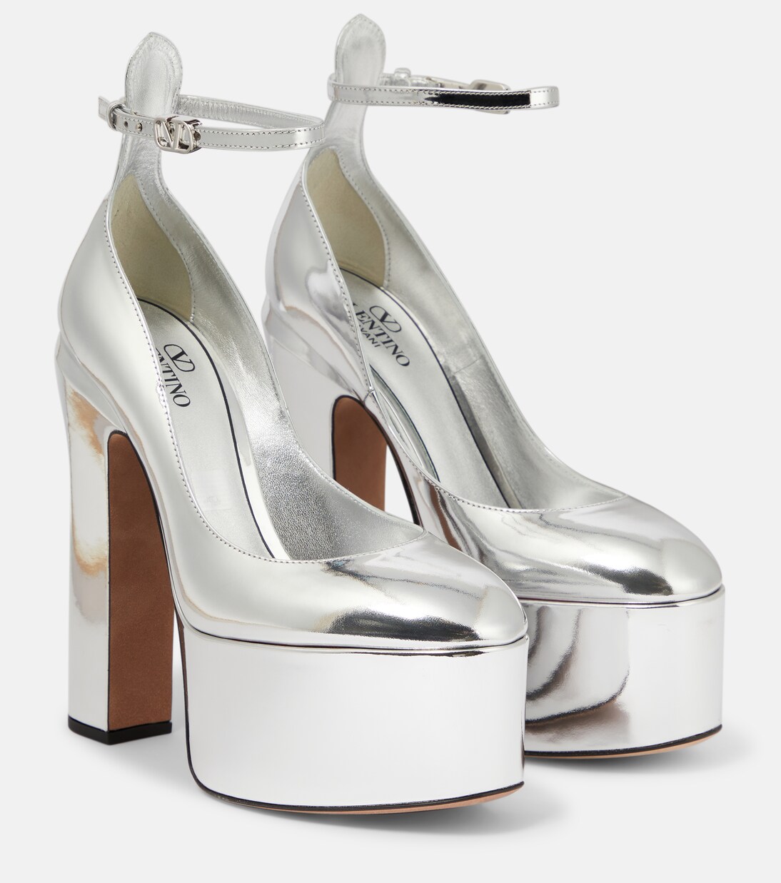 Tan-Go 155 metallic leather platform pumps | Valentino Garavani