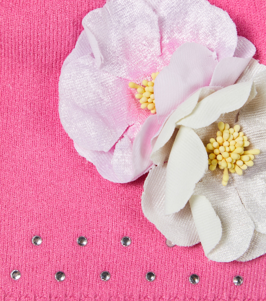 Floral-appliqué knit beanie | Monnalisa