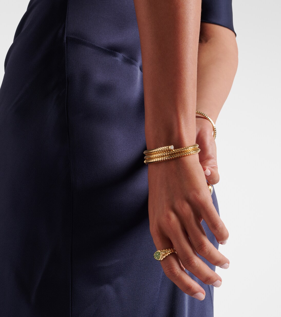 Trisolina Triple 18kt gold bangle with diamonds | Marina B