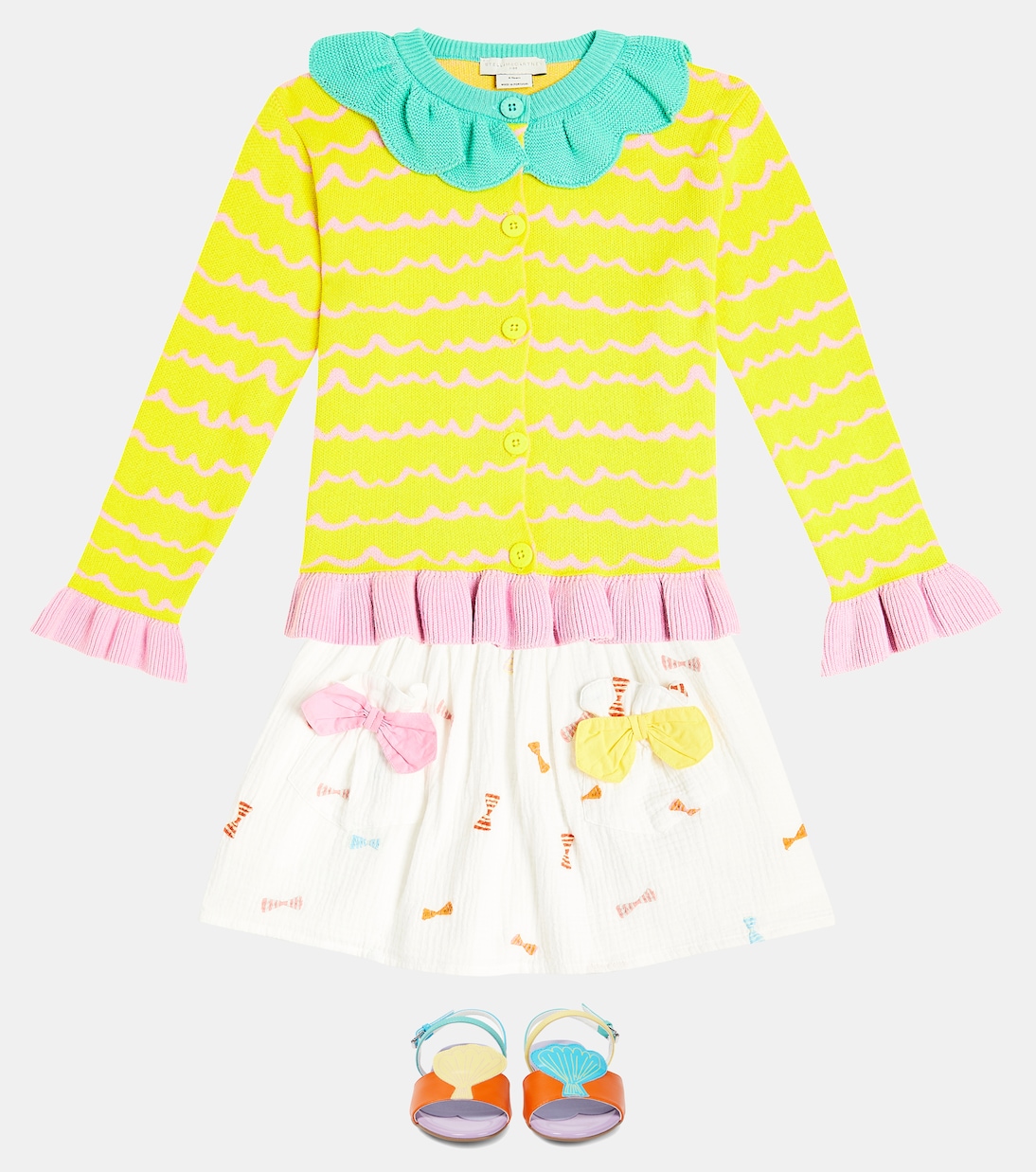 Gonna in cotone con fiocchi e ricamo | Stella McCartney Kids