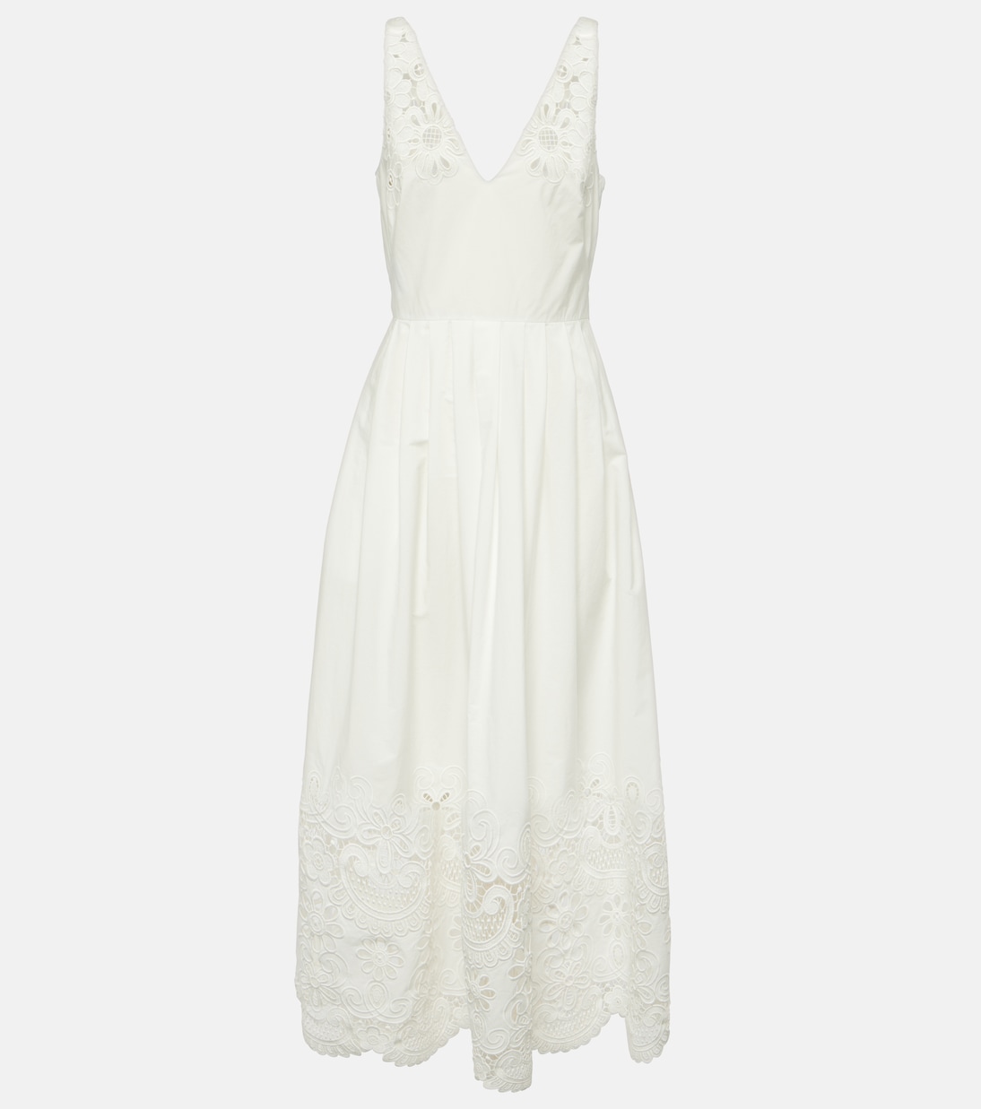 Midikleid aus Baumwolle mit Spitze | Valentino