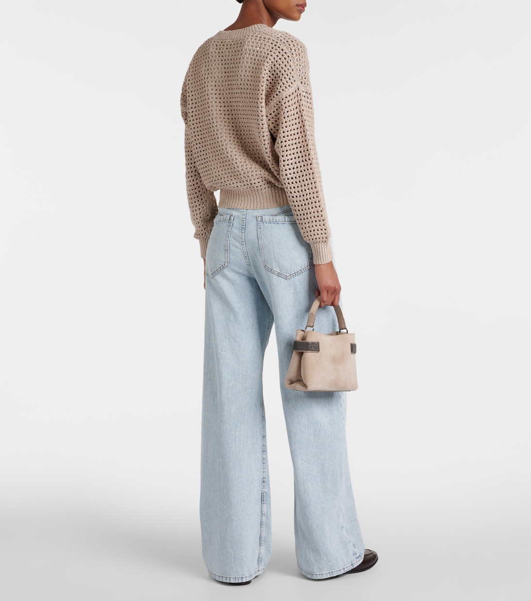 Cárdigan calado de mezcla de algodón | Brunello Cucinelli