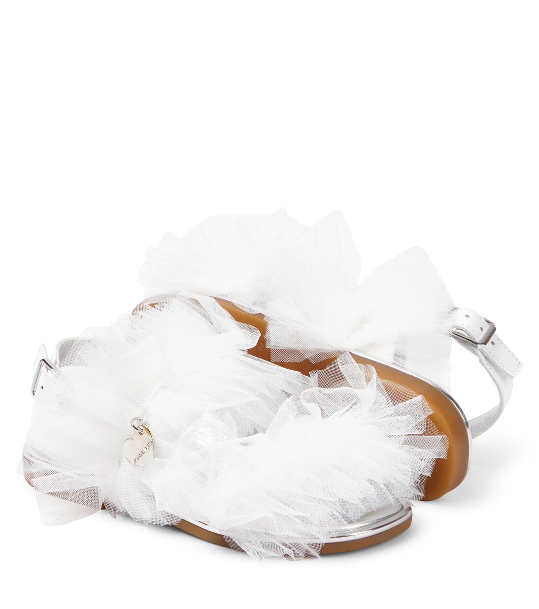 Appliqué tulle and leather sandals | Monnalisa