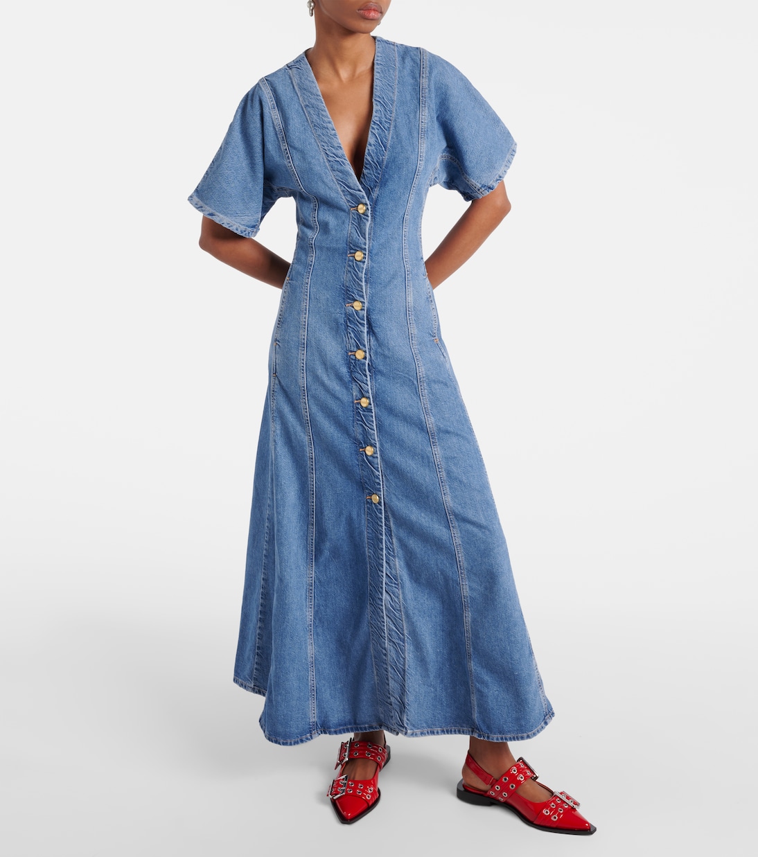 Faux leather slingback flats | Ganni