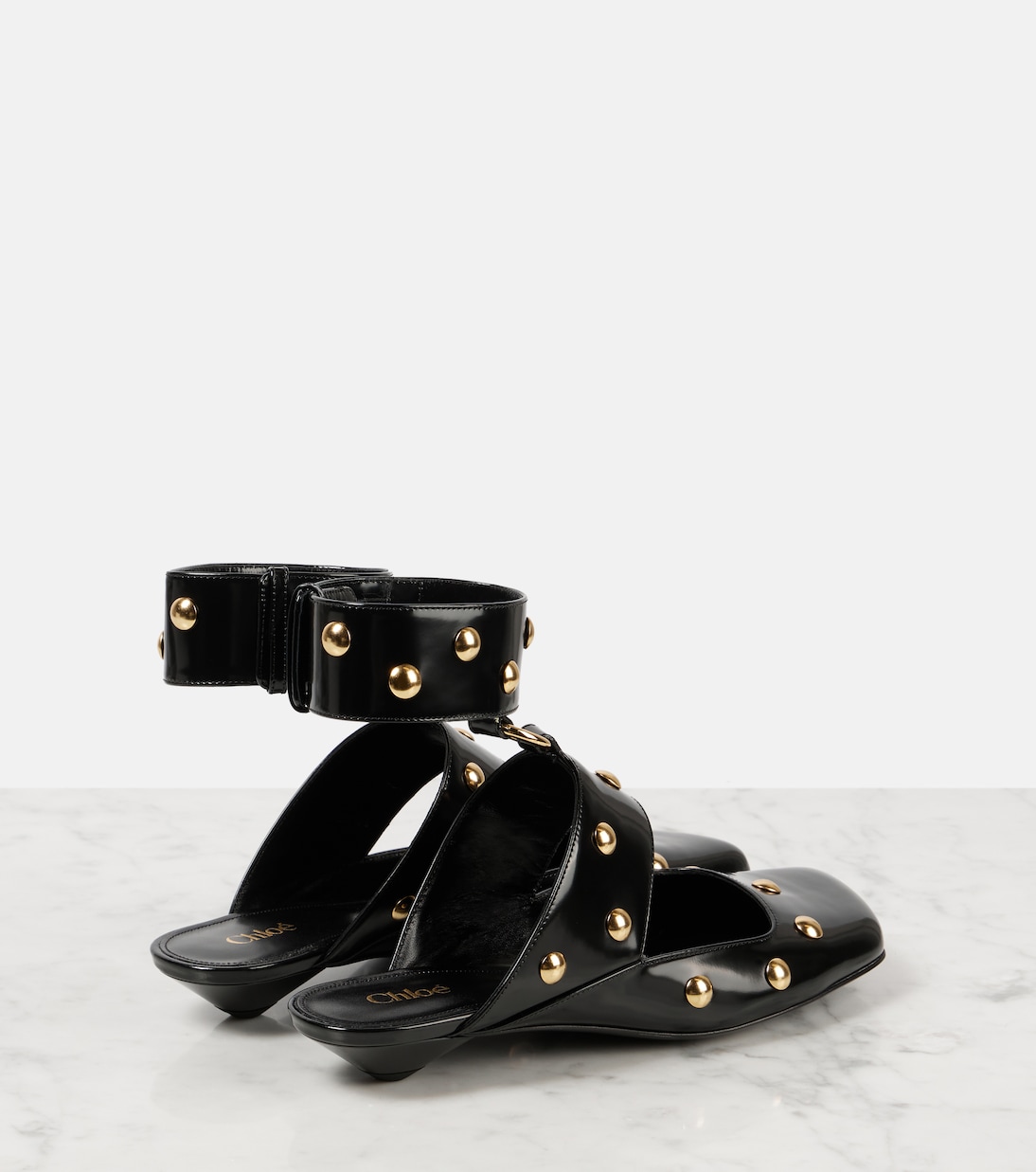 Jade studded leather flats | Chloé