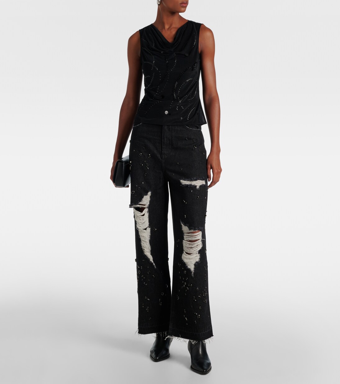 Jeans a gamba larga distressed | Xu Zhi