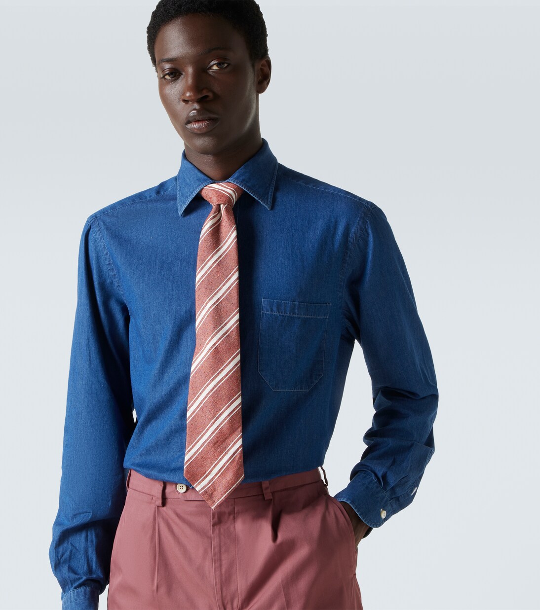 Corbata de seda en jacquard a rayas | Dunhill