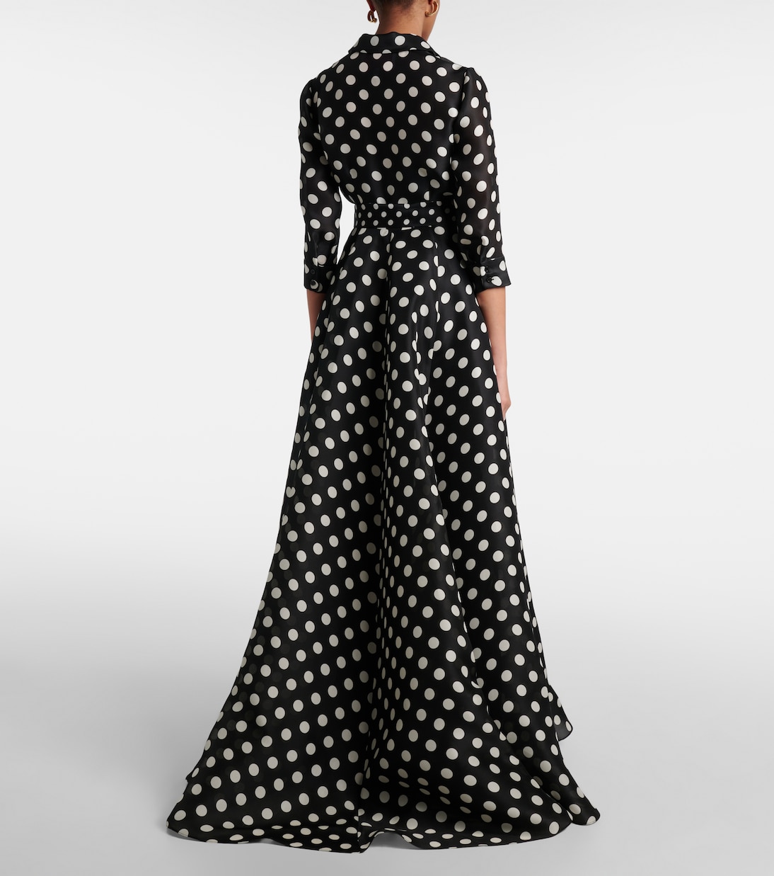 Floral-appliqué polka-dot silk gown | Carolina Herrera