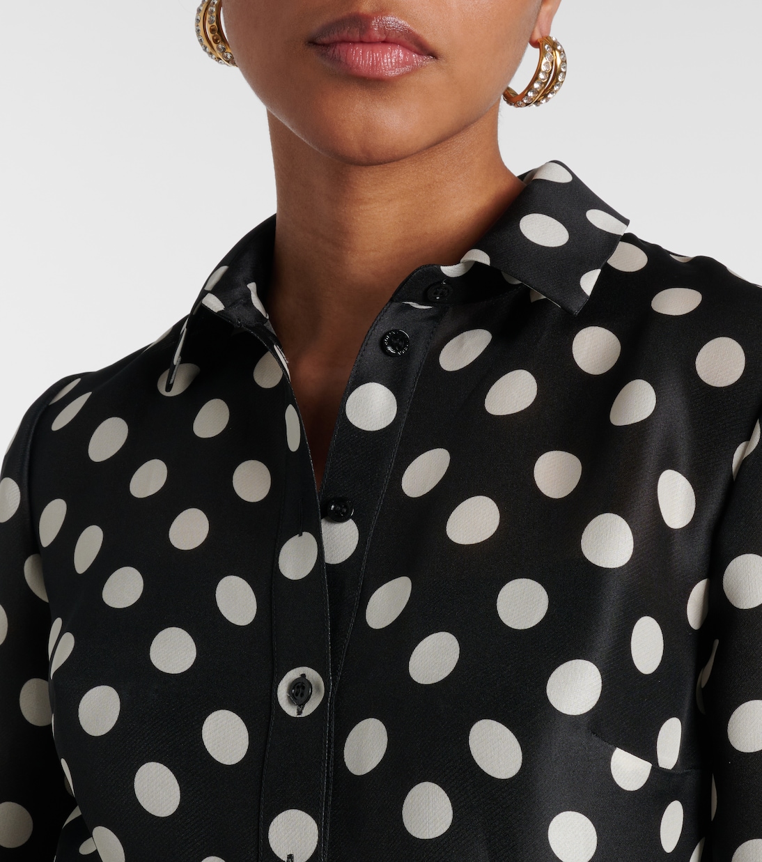 Floral-appliqué polka-dot silk gown | Carolina Herrera