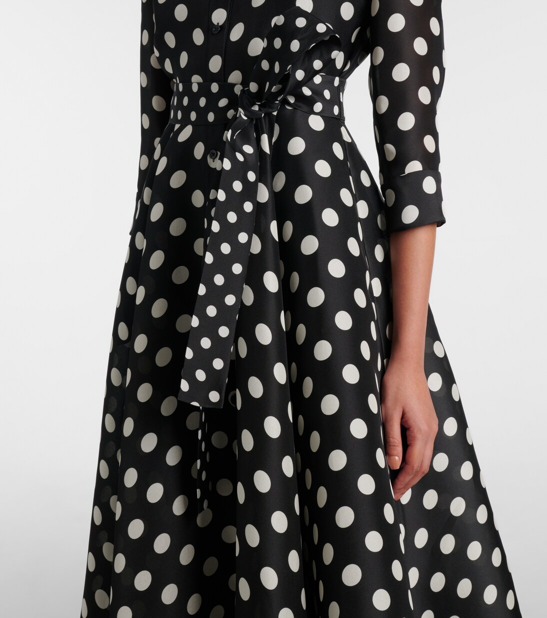 Floral-appliqué polka-dot silk gown | Carolina Herrera