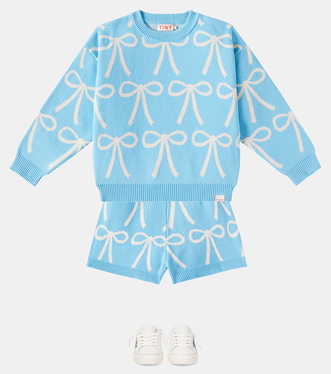 Bows knitted cotton shorts | Tinycottons