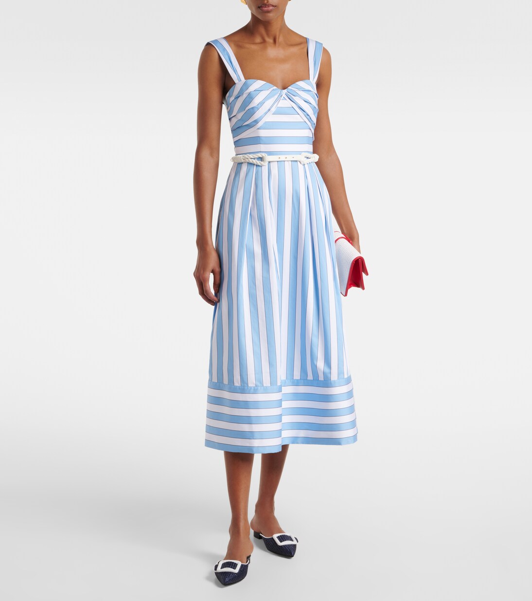 Vestido midi Nilah de algodón a rayas | Rebecca Vallance