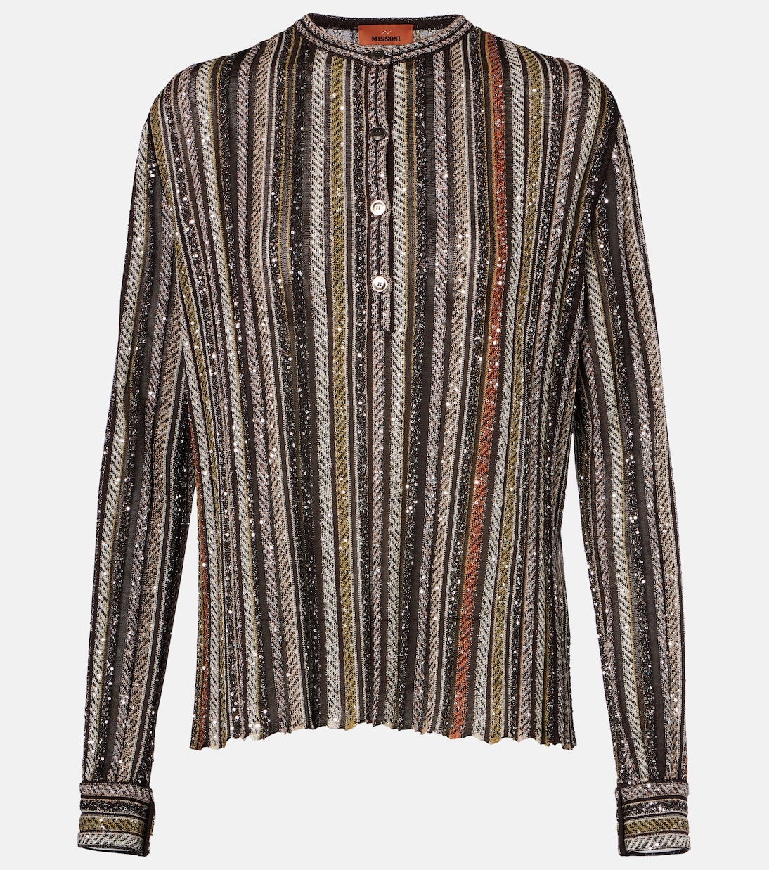 Henley-Top aus Strick mit Pailletten | Missoni