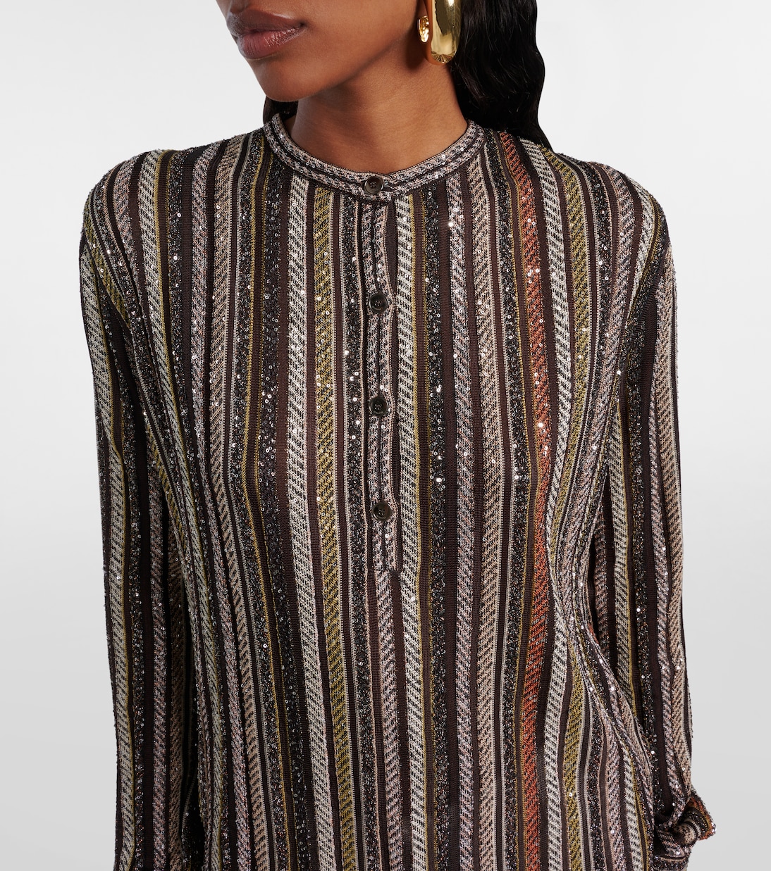 Henley-Top aus Strick mit Pailletten | Missoni