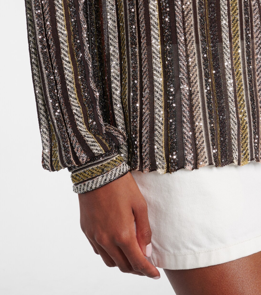 Henley-Top aus Strick mit Pailletten | Missoni