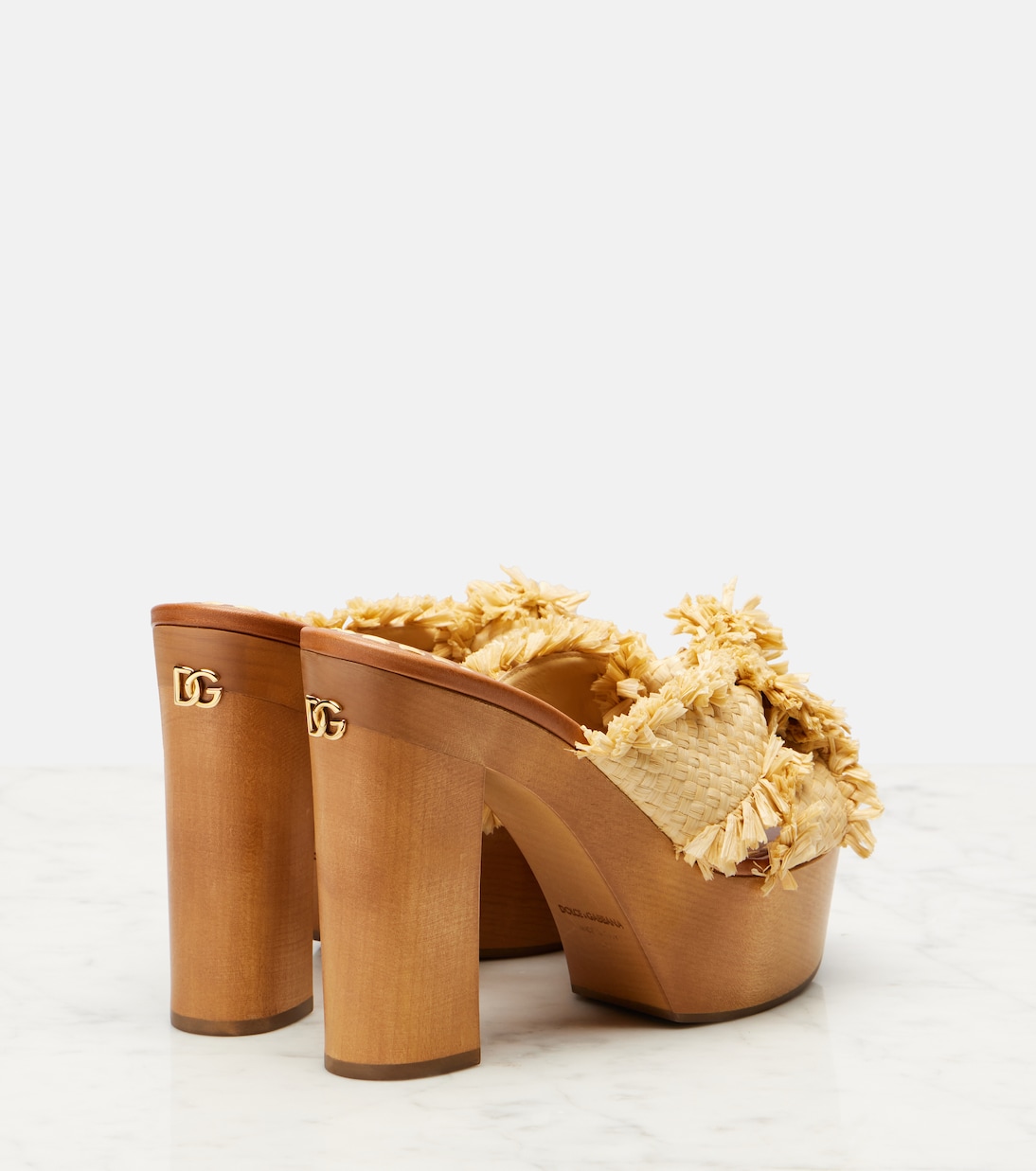 Raffia-effect platform mules | Dolce&Gabbana
