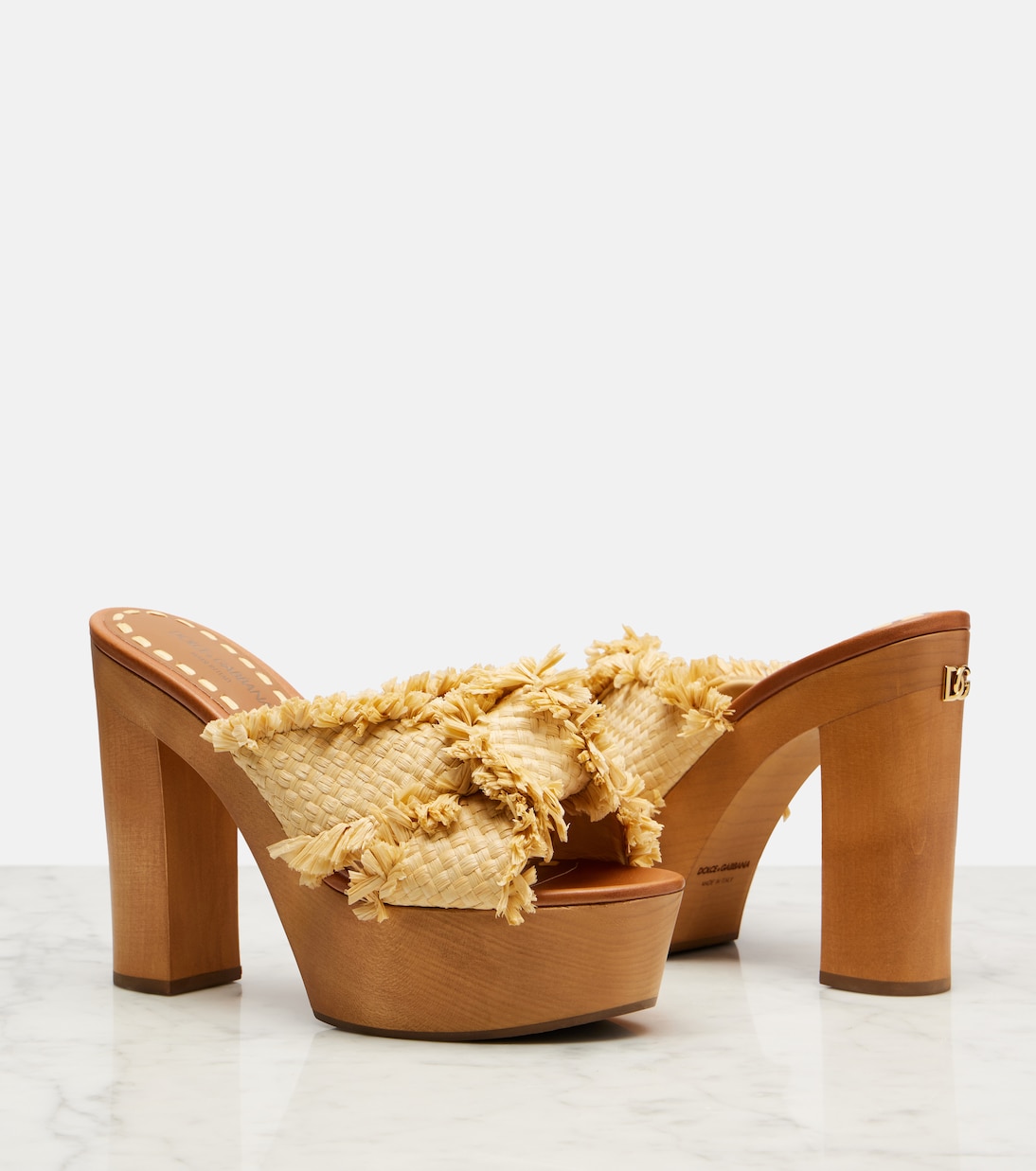 Raffia-effect platform mules | Dolce&Gabbana