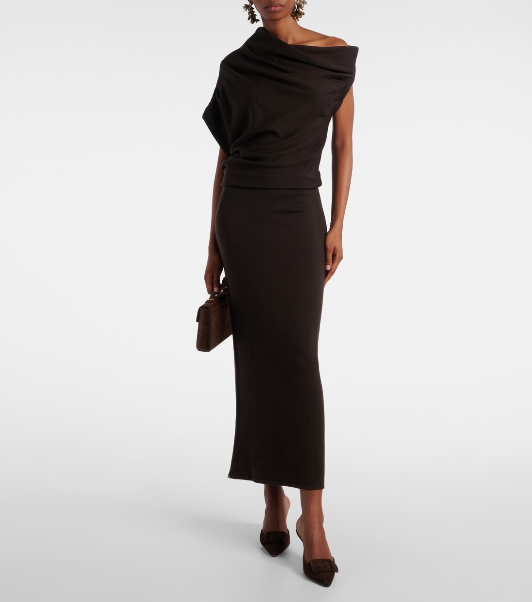 Robe longue Mabel asymétrique en laine | Staud