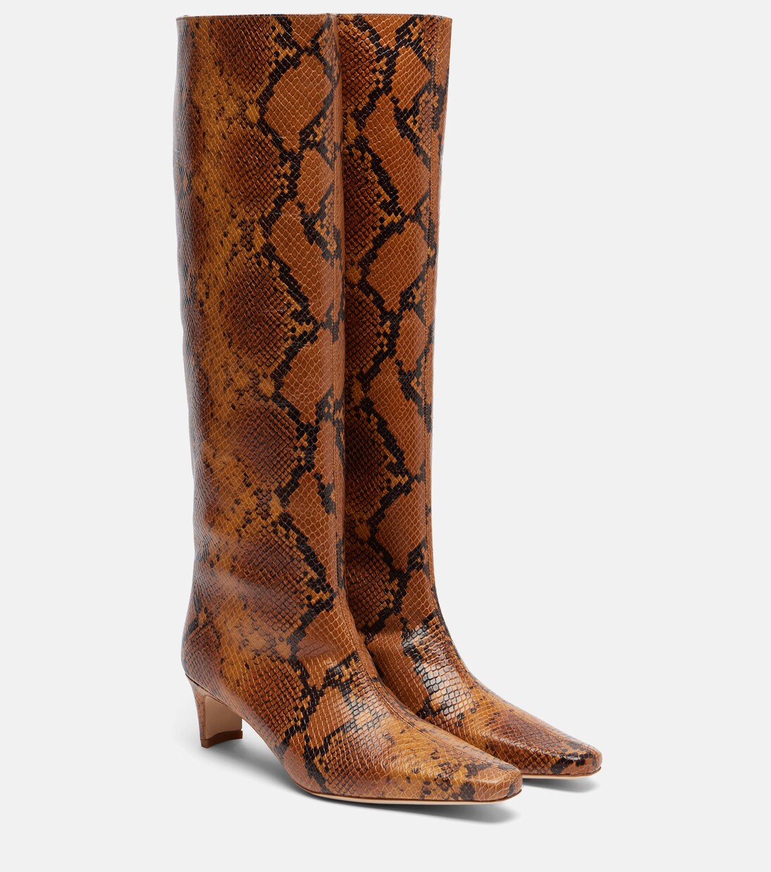 Wally snake-effect leather knee-high boots | Staud