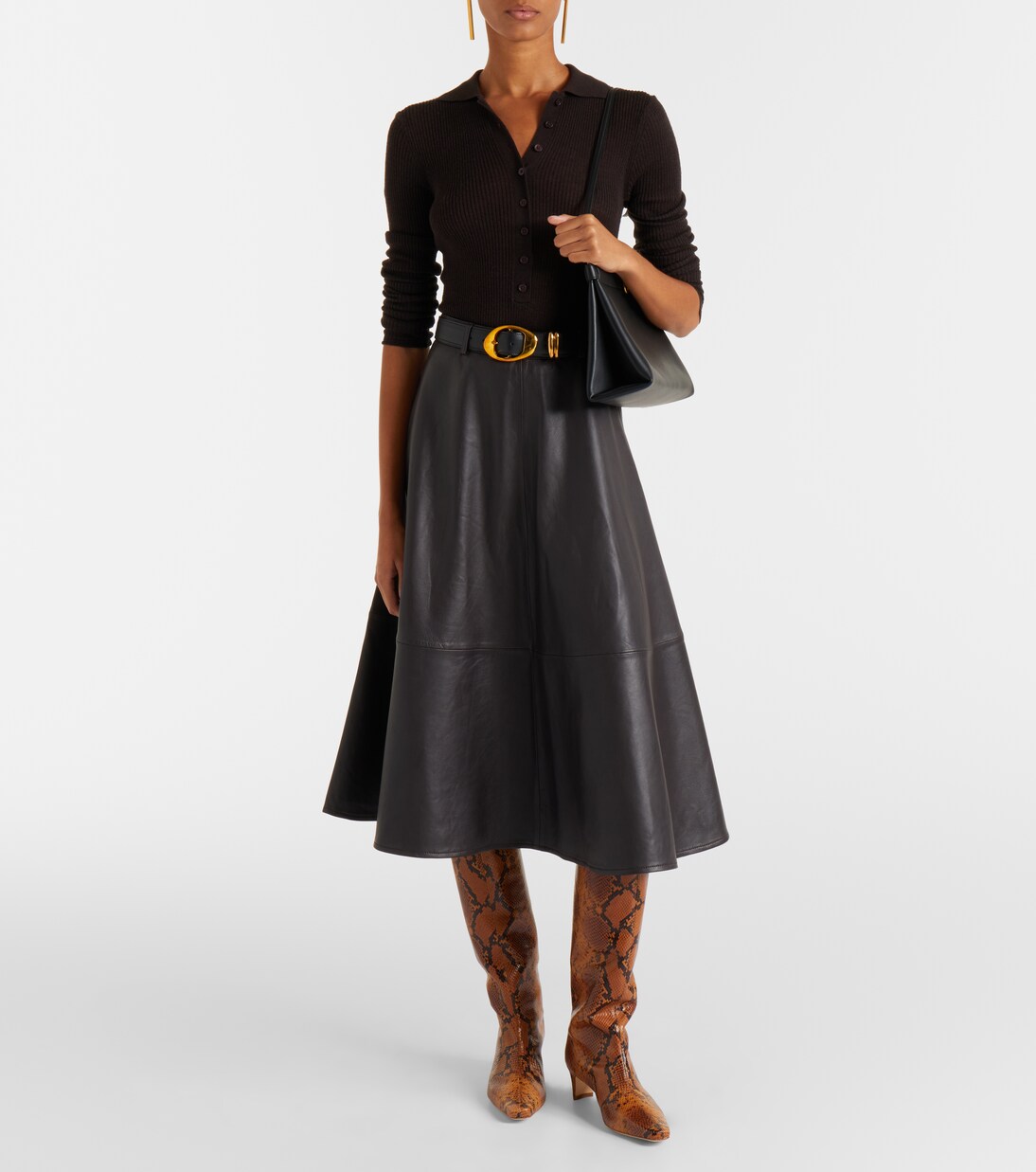 Wally snake-effect leather knee-high boots | Staud