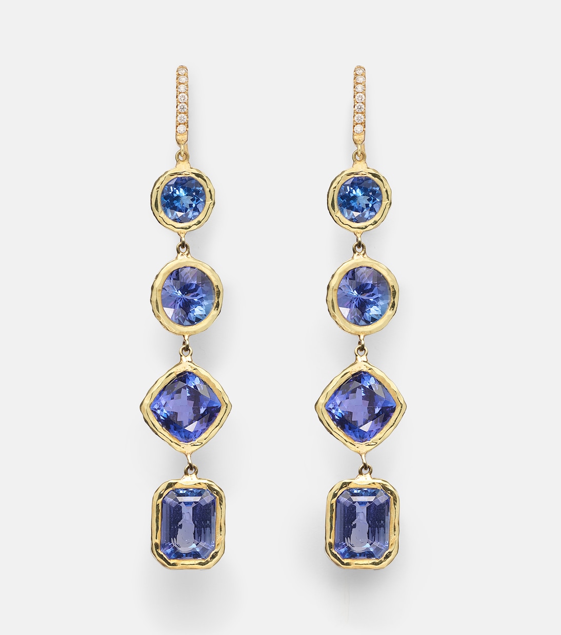 Boucles d'oreilles Cascade en or 18 ct, diamants et tanzanite | Octavia Elizabeth